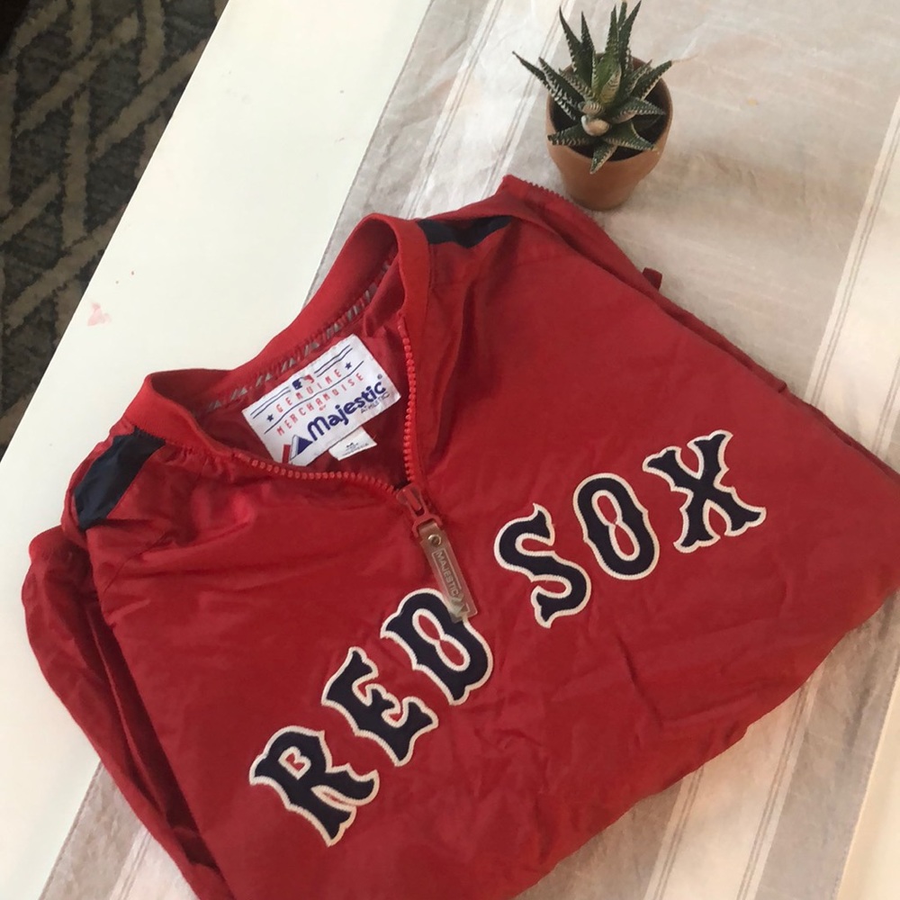 Mens Red Sox pullover wind breaker jacket